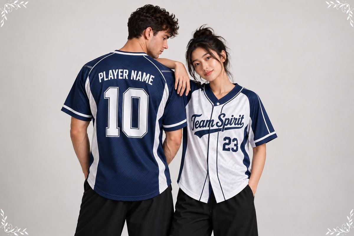 Generic custom team shirts with name and number design areas