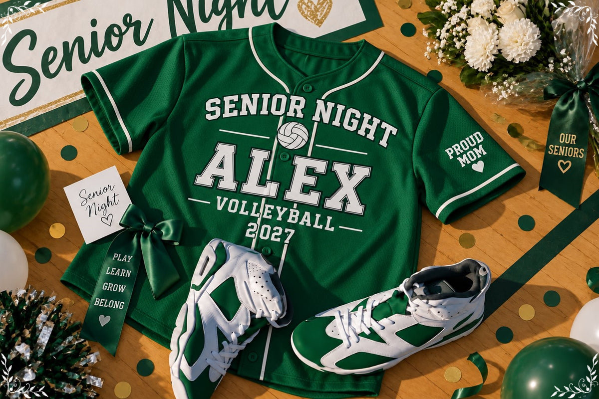 Generic senior night shirt with name, role, and year placeholders