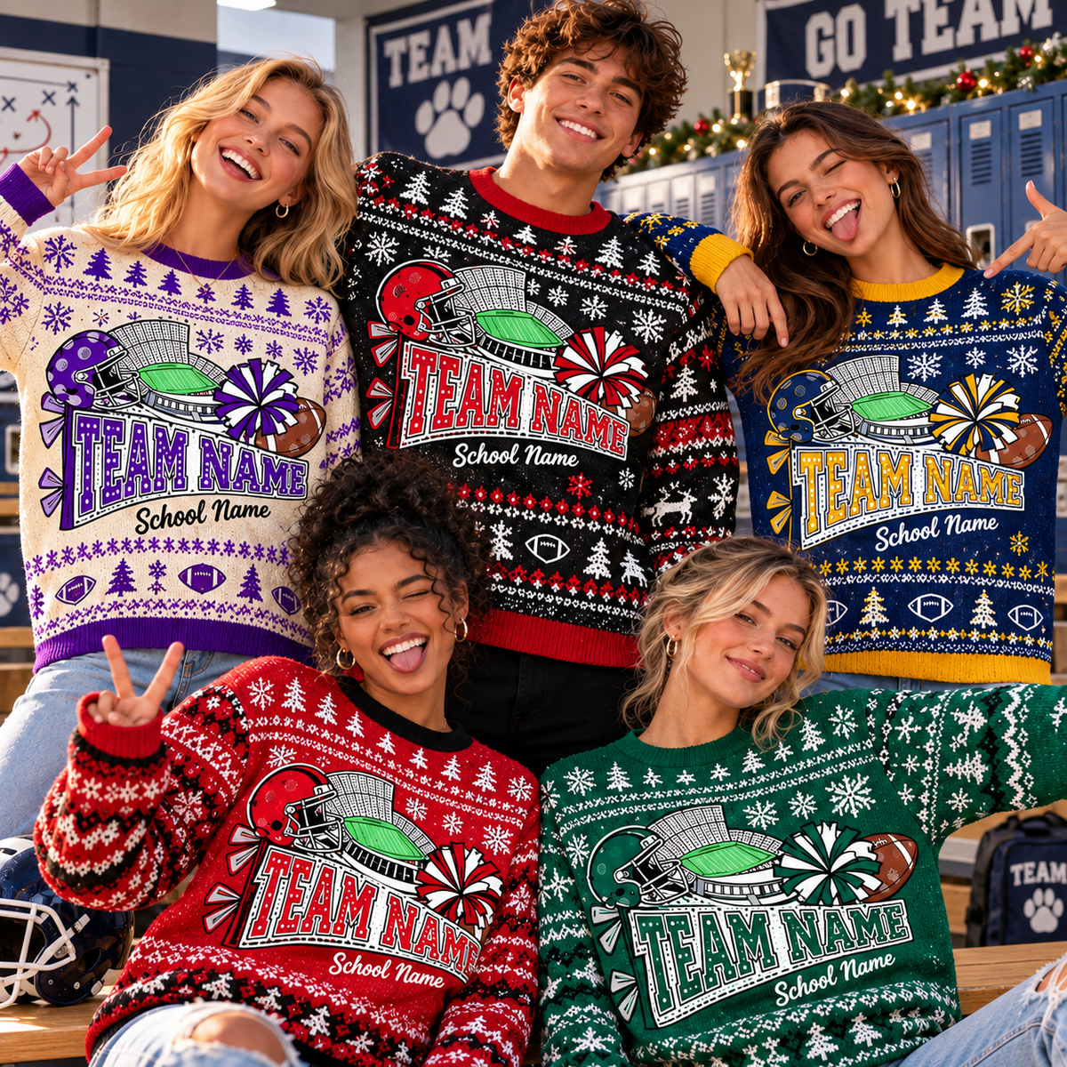 Personalized Family Game Day Christmas Sweater, Custom School Spirit Gift - product image 4