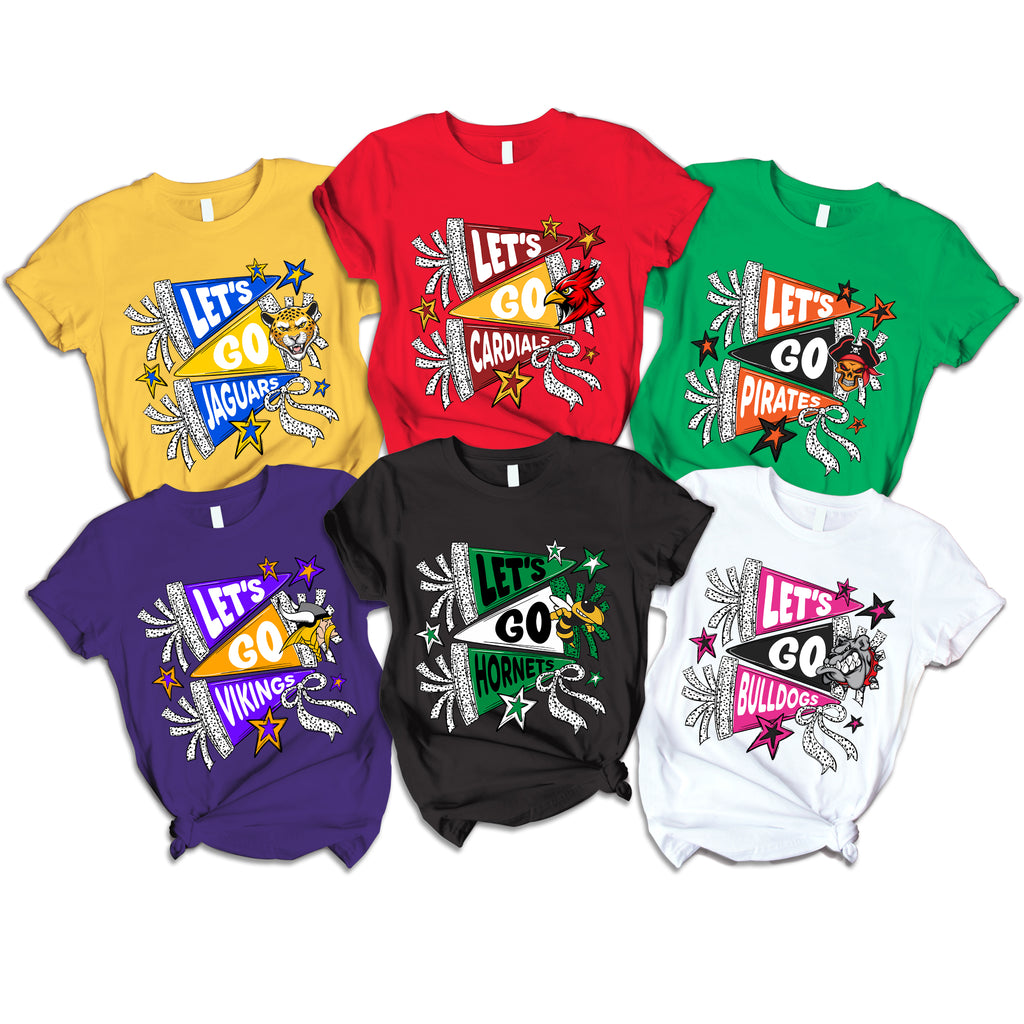 Personalized Vintage School Spirit T-Shirt, Custom Pennant Family Gift
