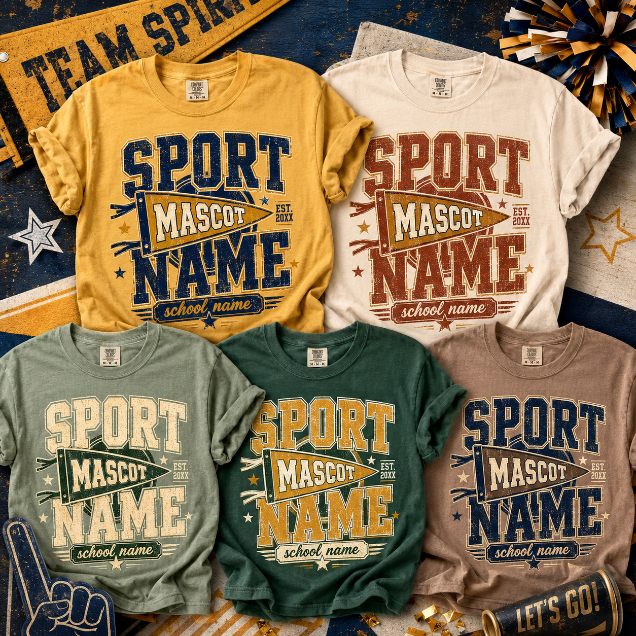 Personalized Sports Mascot Shirt, Custom School Team Spirit T-Shirt