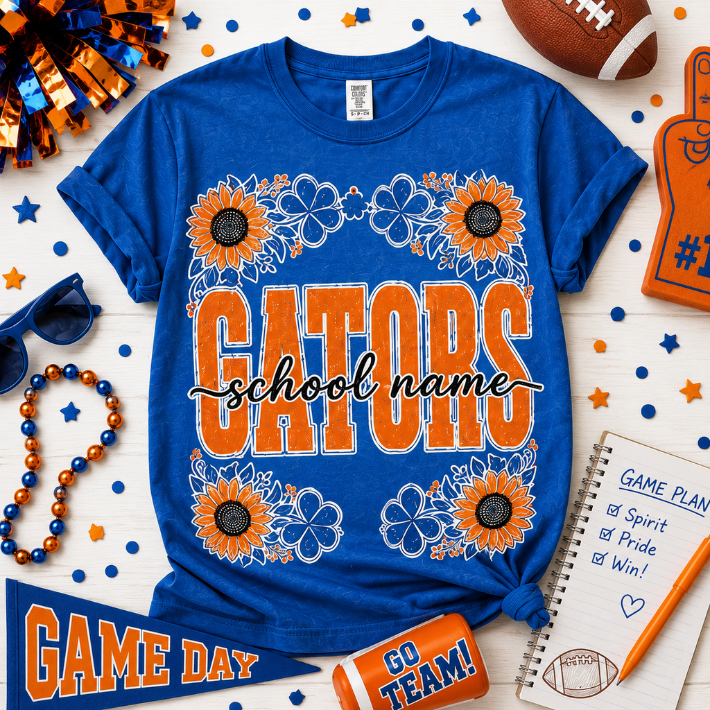 Personalized Floral School Mascot Shirt, Custom Team Spirit T-Shirt – product image 4