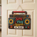 Custom Music Classroom Door Sign, Personalized School Teacher Wood Hanger - product image 1