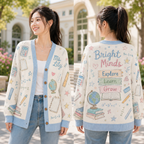 Custom Name Teacher Cardigan, Personalized Math Classroom Knit Sweater – product image 1