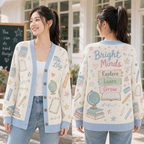 Custom Name Teacher Cardigan, Personalized Math Classroom Knit Sweater – product image 2