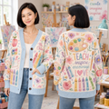 Custom Art Teacher Appreciation Cardigan, Cute Teacher Sweater – product image 1