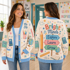 Personalized Teacher Cardigan, Inspiring Educator Gift Button Sweater – product image 1