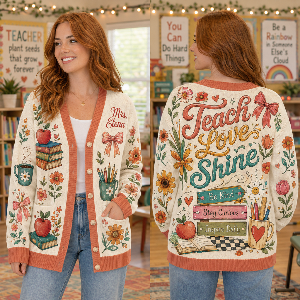 Personalized Teacher Cardigan, Meaningful Educator Appreciation Gift