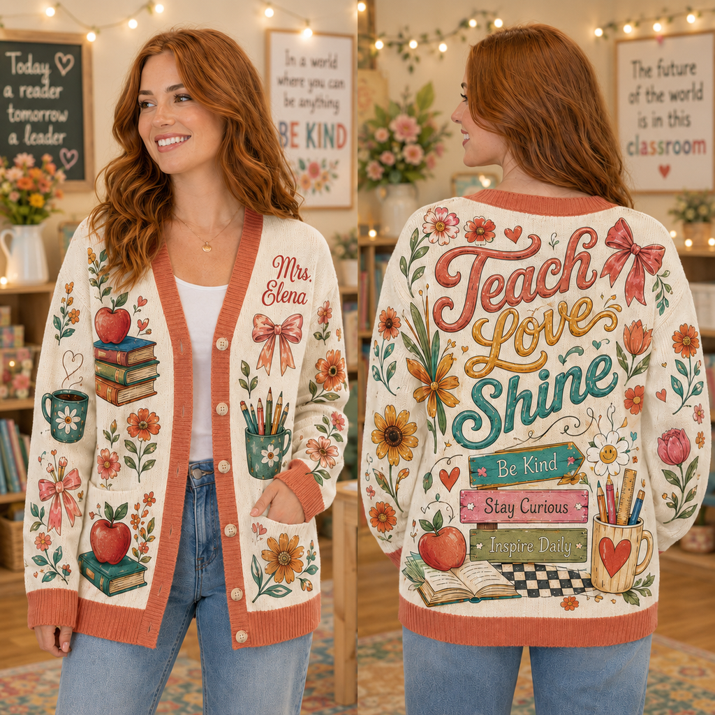 Personalized Teacher Cardigan, Meaningful Educator Appreciation Gift