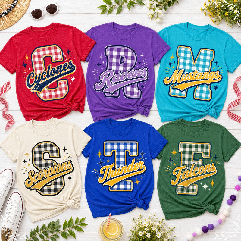 Personalized School Initial Shirt, Custom Team Spirit T-Shirt