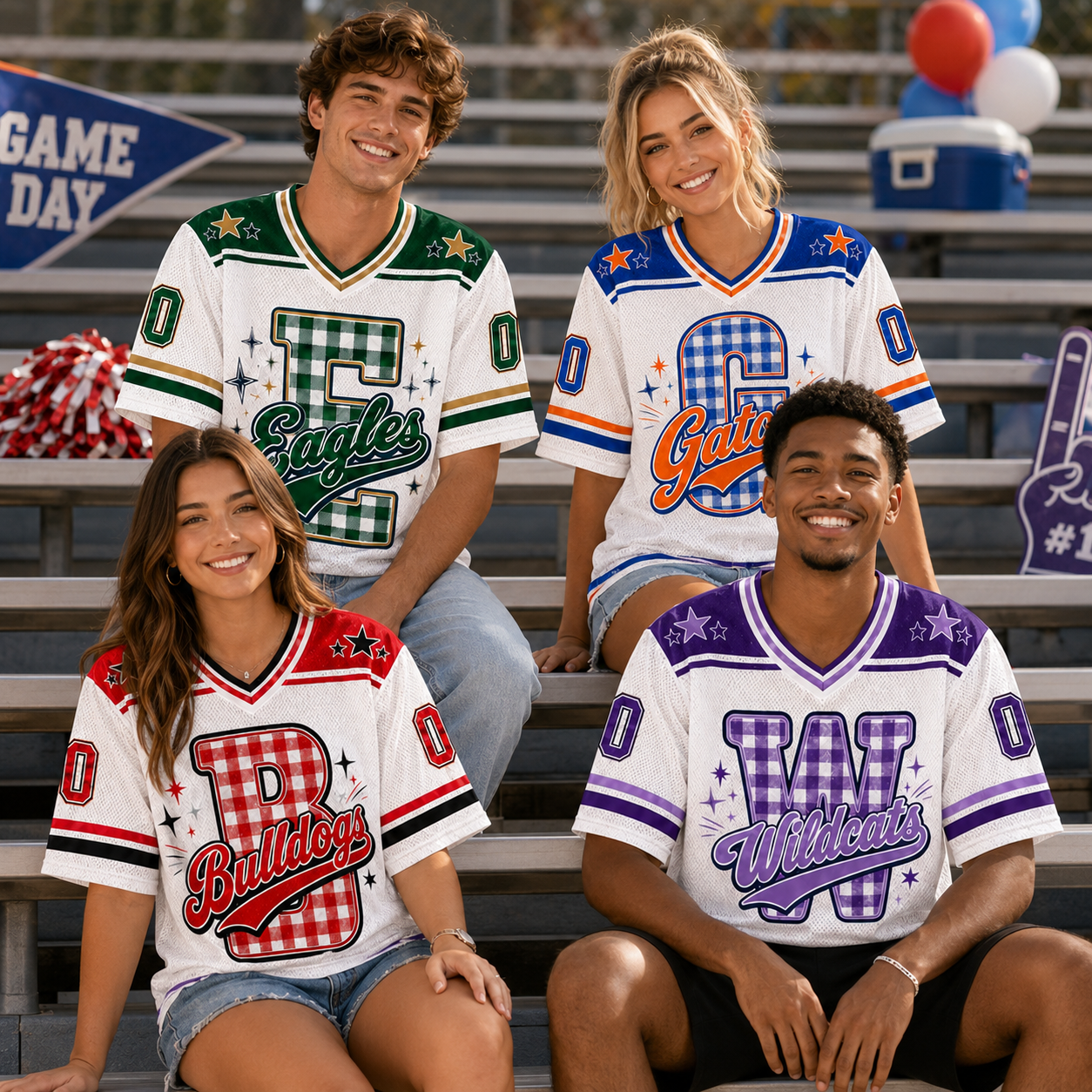 Personalized Football Jersey, Custom School Initial Mascot Team Spirit Jersey