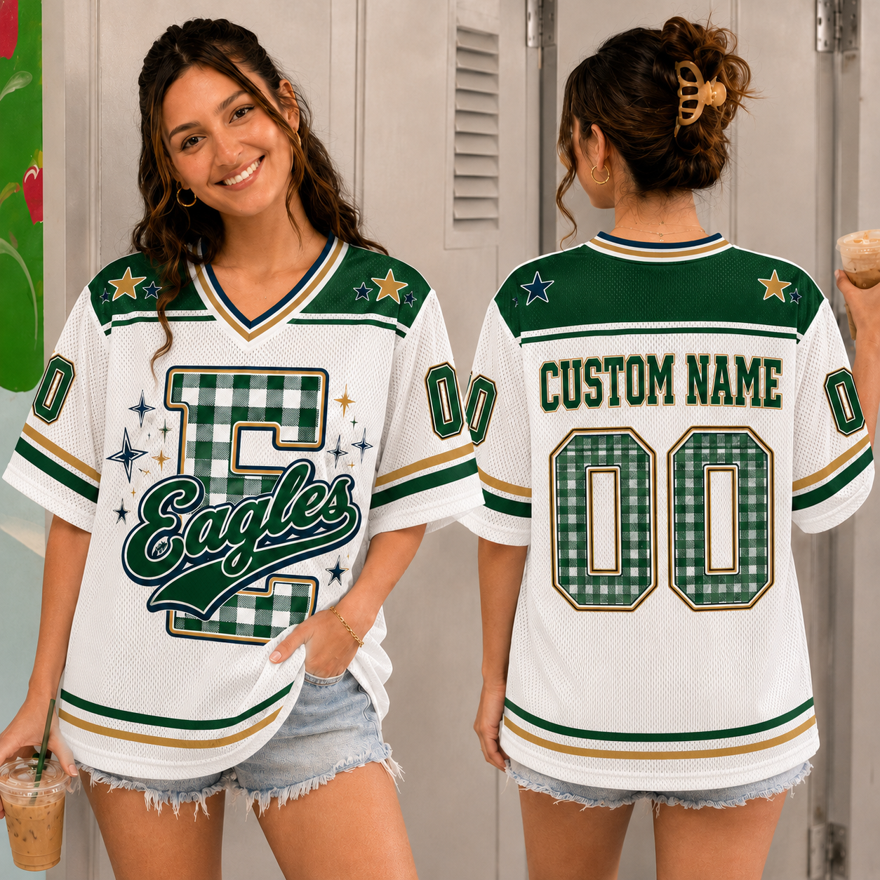 Personalized Football Jersey, Custom School Initial Mascot Team Spirit Jersey – product image 2