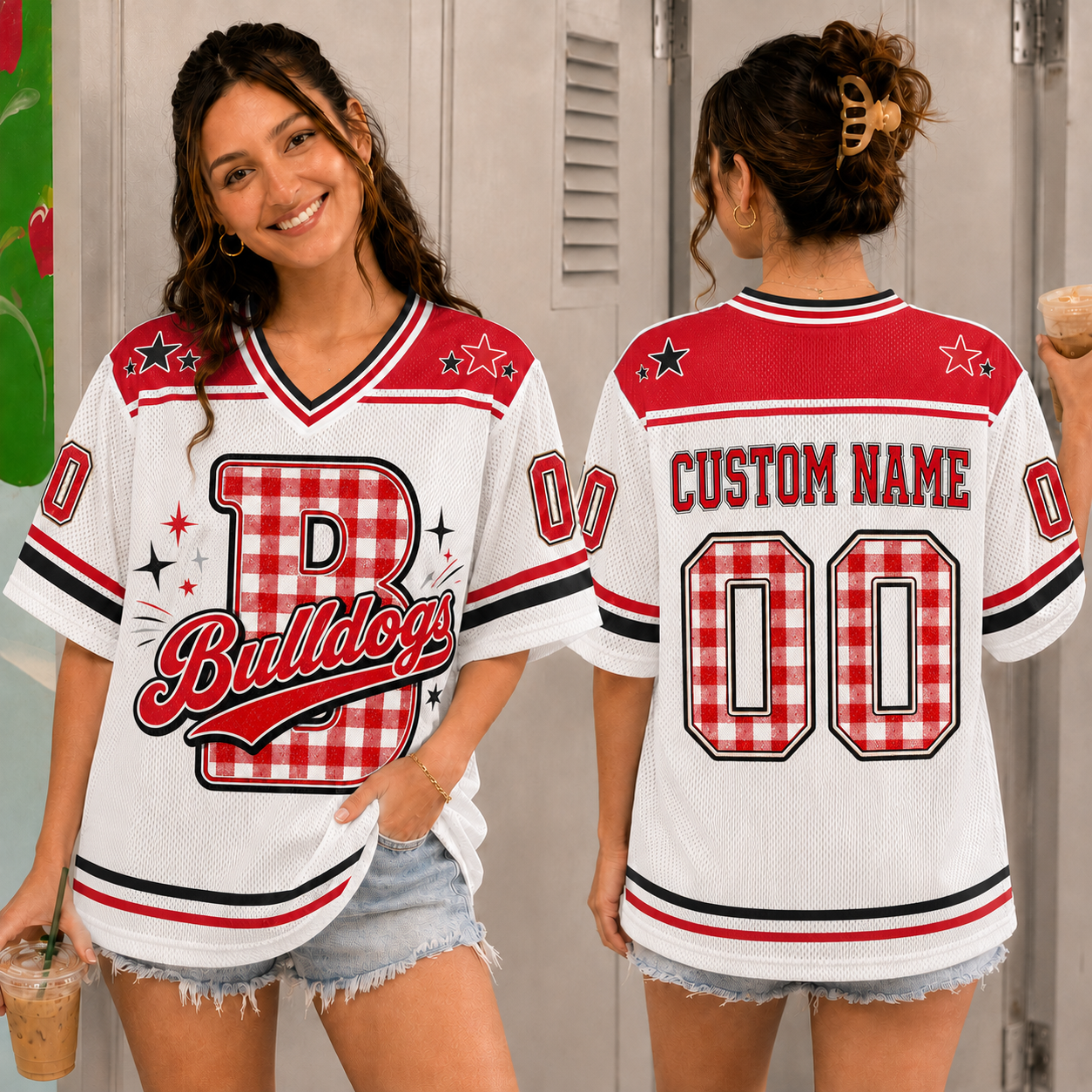 Personalized Football Jersey, Custom School Initial Mascot Team Spirit Jersey – product image 4
