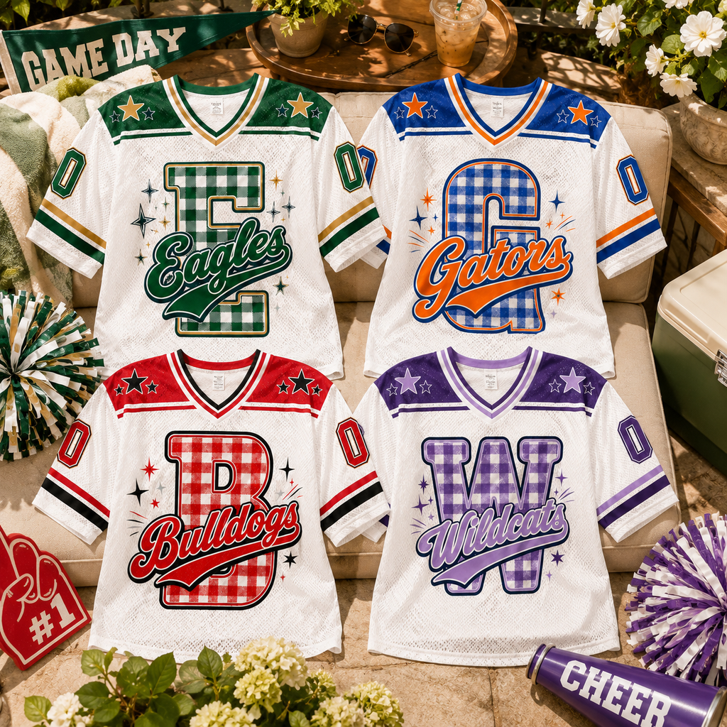 Personalized Football Jersey, Custom School Initial Mascot Team Spirit Jersey – product image 6