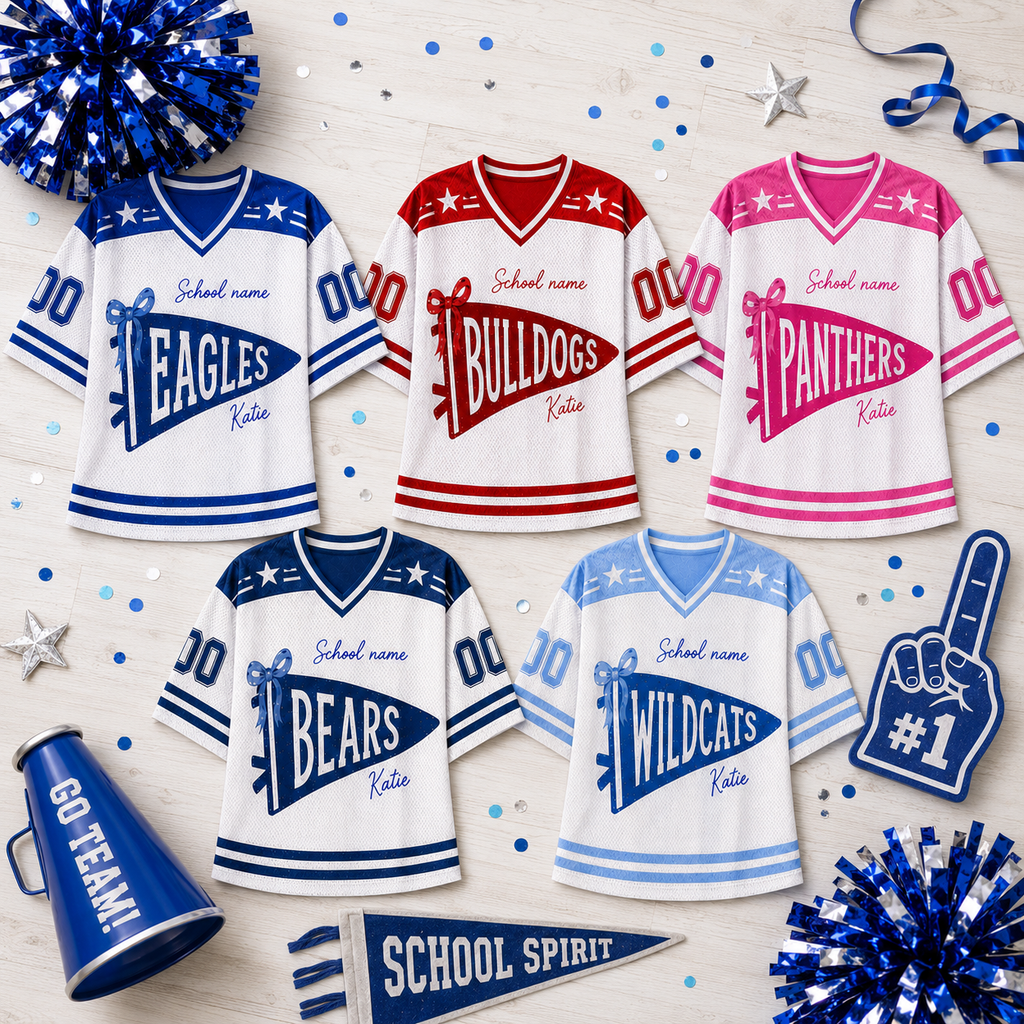 Personalized Football Jersey, Custom School Pennant Team Spirit Jersey