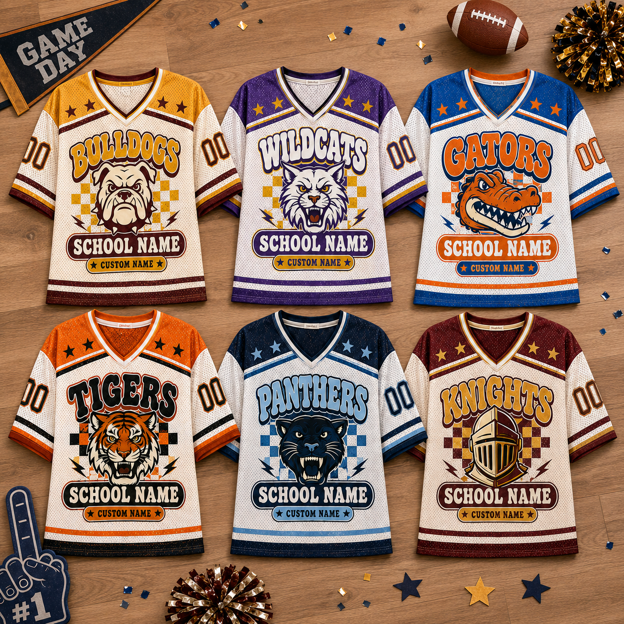 Personalized Football Jersey, Custom School Mascot Team Jersey