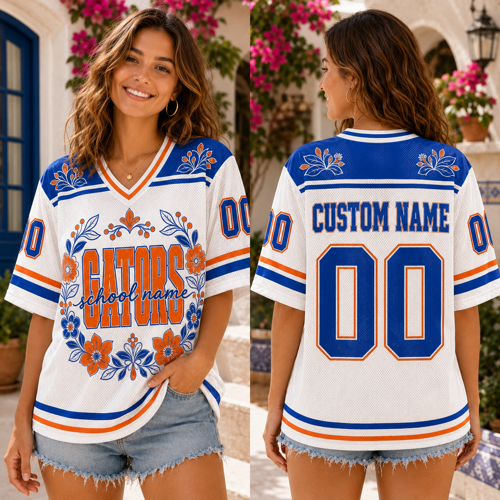 Personalized Floral Football Jersey, Custom School Mascot Team Spirit Jersey – product image 3