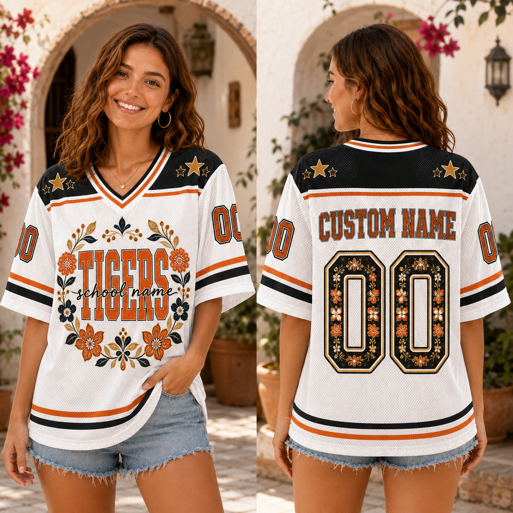 Personalized Floral Football Jersey, Custom School Mascot Team Spirit Jersey – product image 4