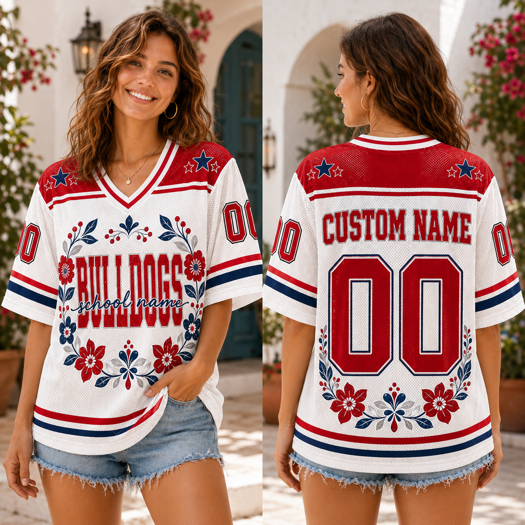 Personalized Floral Football Jersey, Custom School Mascot Team Spirit Jersey – product image 5