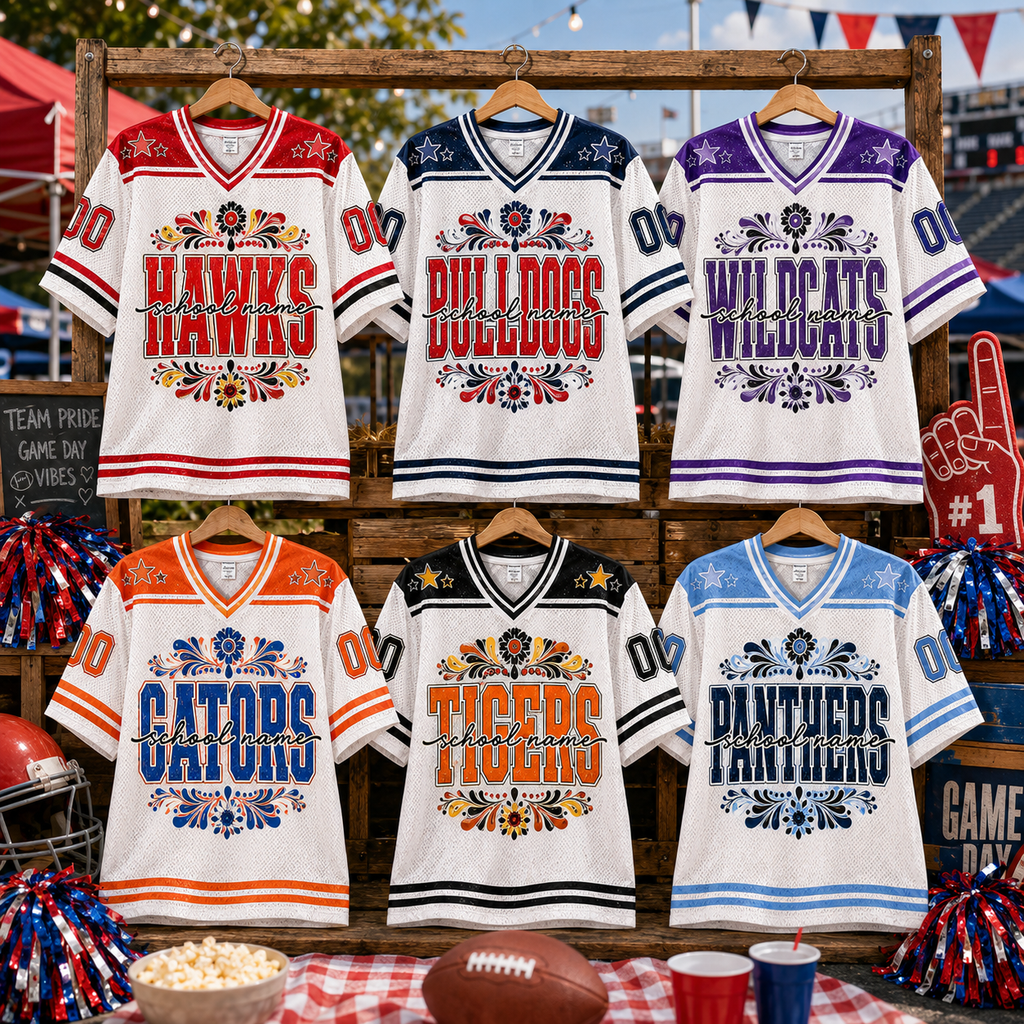 Personalized Vintage Football Jersey, Custom Floral School Mascot Team Spirit Jersey – product image 6