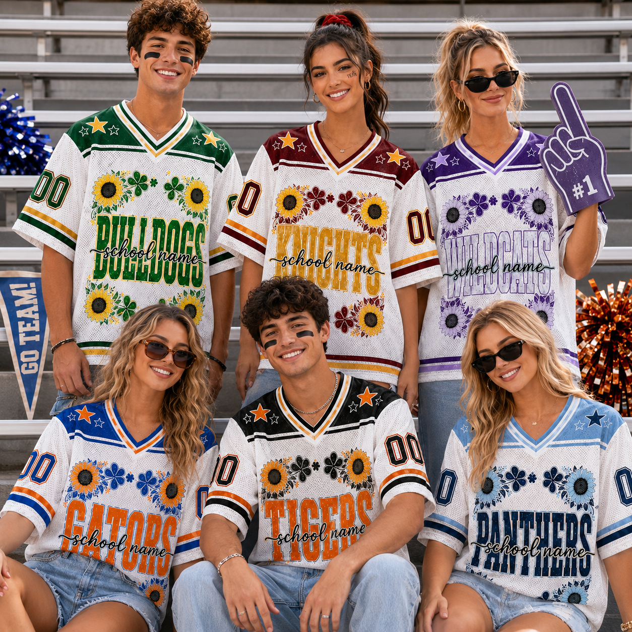 Personalized Floral Football Jersey, Custom School Spirit Mascot Jersey – product image 2