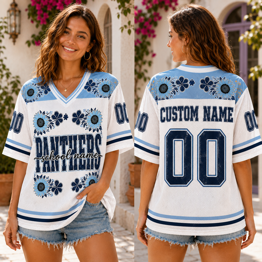 Personalized Floral Football Jersey, Custom School Spirit Mascot Jersey – product image 6
