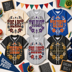 Personalized Floral Baseball Jersey, Custom School Spirit Team Shirt