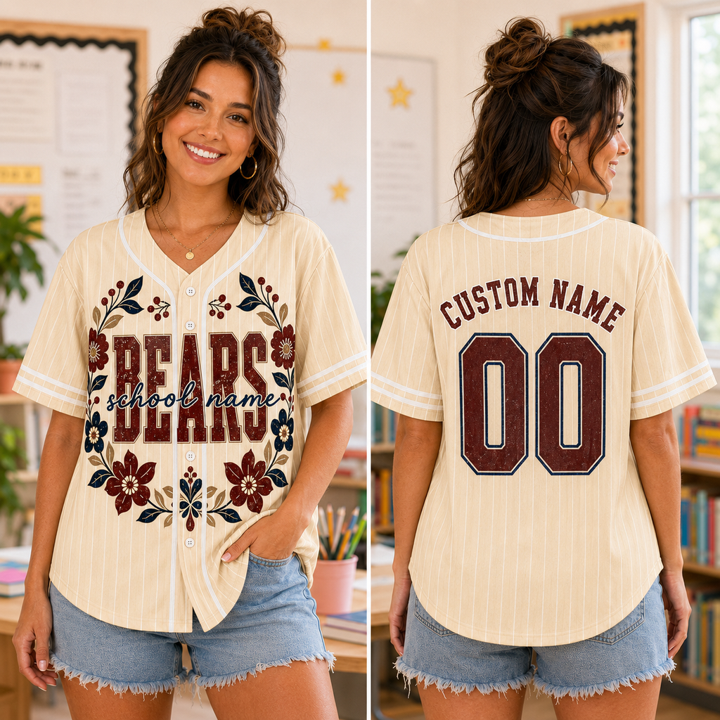 Personalized Floral Baseball Jersey, Custom School Spirit Team Shirt – product image 2
