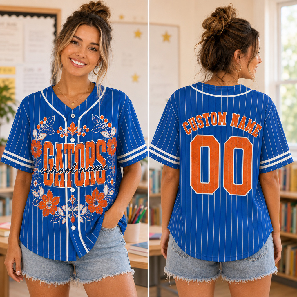 Personalized Floral Baseball Jersey, Custom School Spirit Team Shirt – product image 4