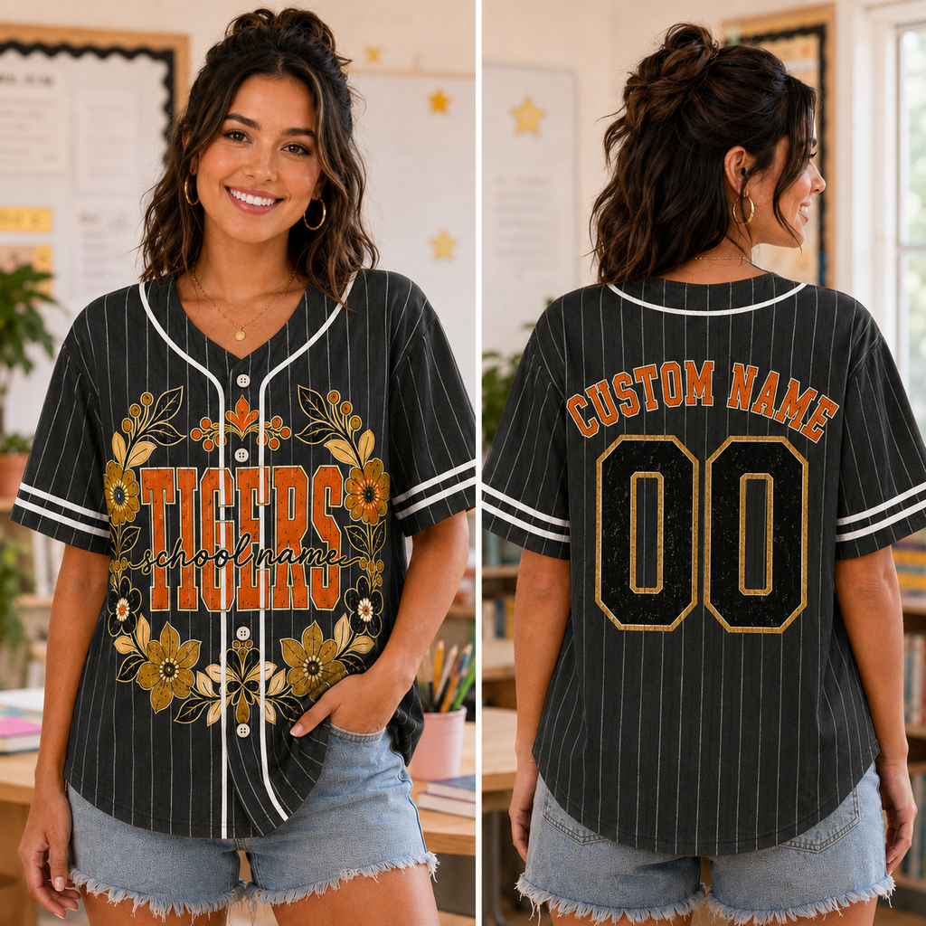 Personalized Floral Baseball Jersey, Custom School Spirit Team Shirt – product image 5