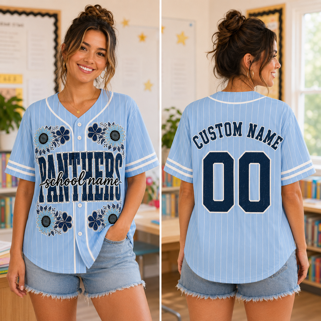 Personalized Floral Baseball Jersey, Custom School Mascot Spirit Shirt – product image 6