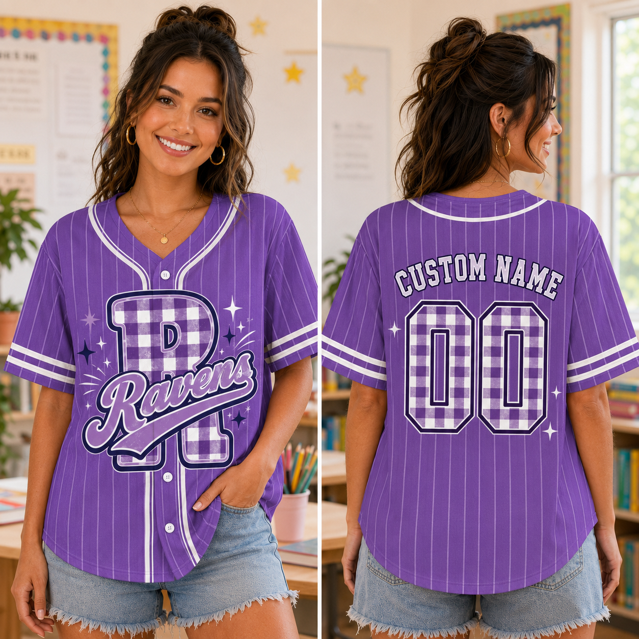 Personalized School Initial Baseball Jersey, Custom Team Spirit Shirt – product image 3