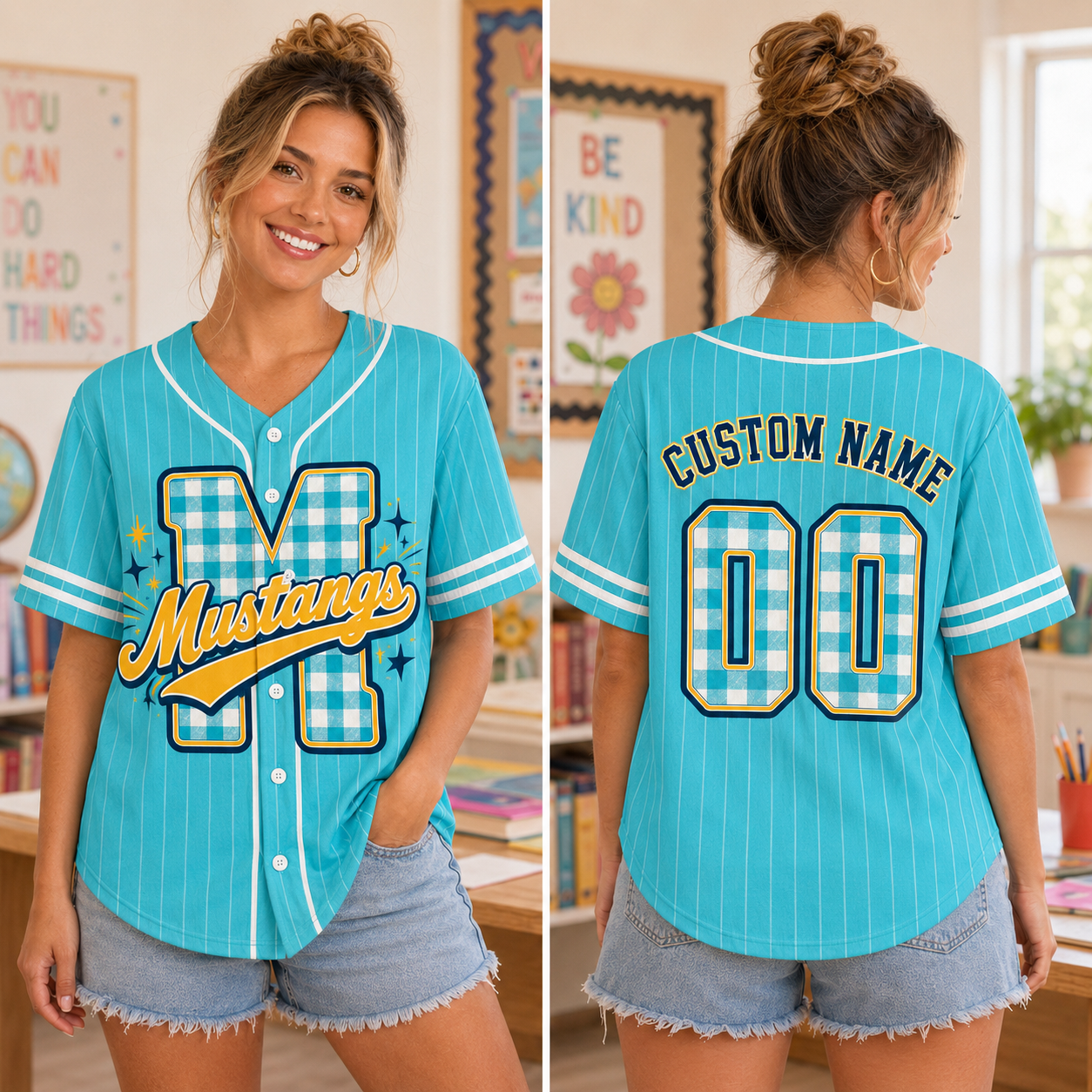 Personalized School Initial Baseball Jersey, Custom Team Spirit Shirt – product image 4
