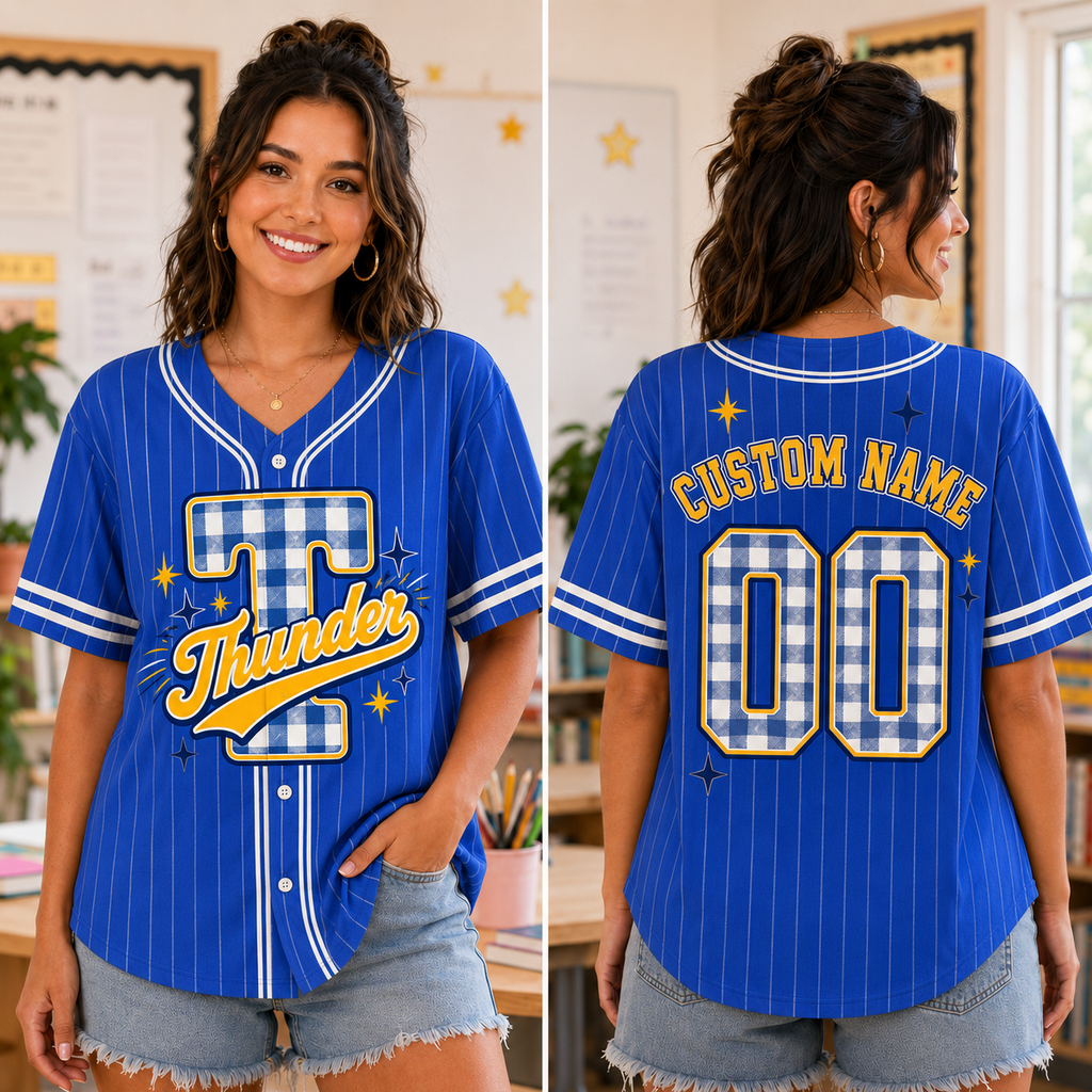 Personalized School Initial Baseball Jersey, Custom Team Spirit Shirt – product image 6