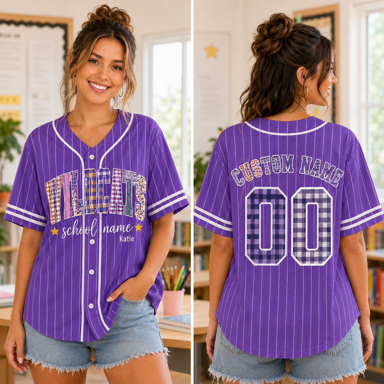 Personalized School Mascot Baseball Jersey, Custom Team Name Spirit Shirt – product image 4