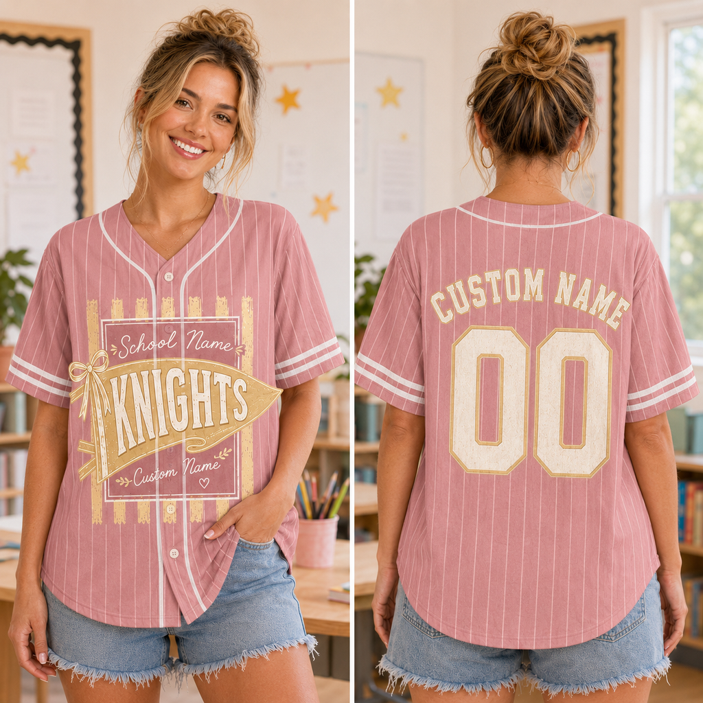 Personalized School Pennant Baseball Jersey, Custom Mascot Spirit Shirt – product image 6