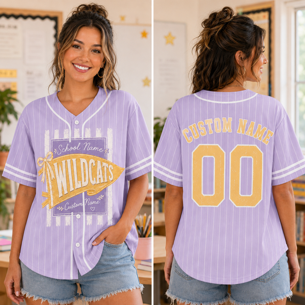 Personalized School Pennant Baseball Jersey, Custom Mascot Spirit Shirt – product image 2