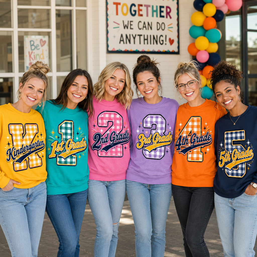 Custom Plaid School Grade Sweatshirt, Personalized Teacher Crewneck – product image 5