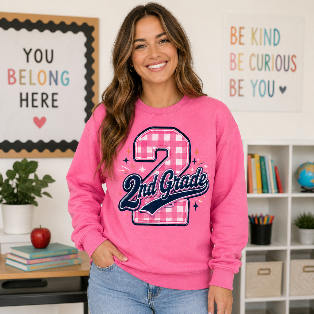 Custom Plaid School Grade Sweatshirt, Personalized Teacher Crewneck – product image 2