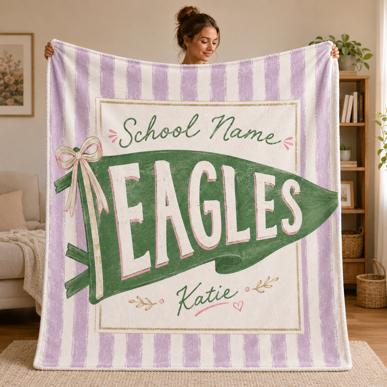 Personalized School Spirit Blanket, Custom Mascot Name Fleece Blanket – product image 2