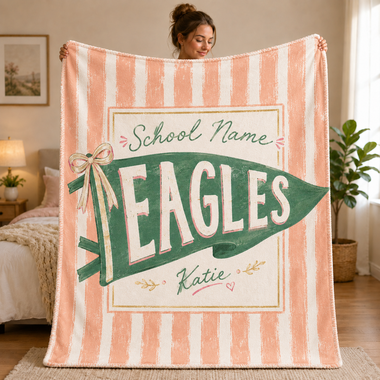 Personalized School Spirit Blanket, Custom Mascot Name Fleece Blanket – product image 4