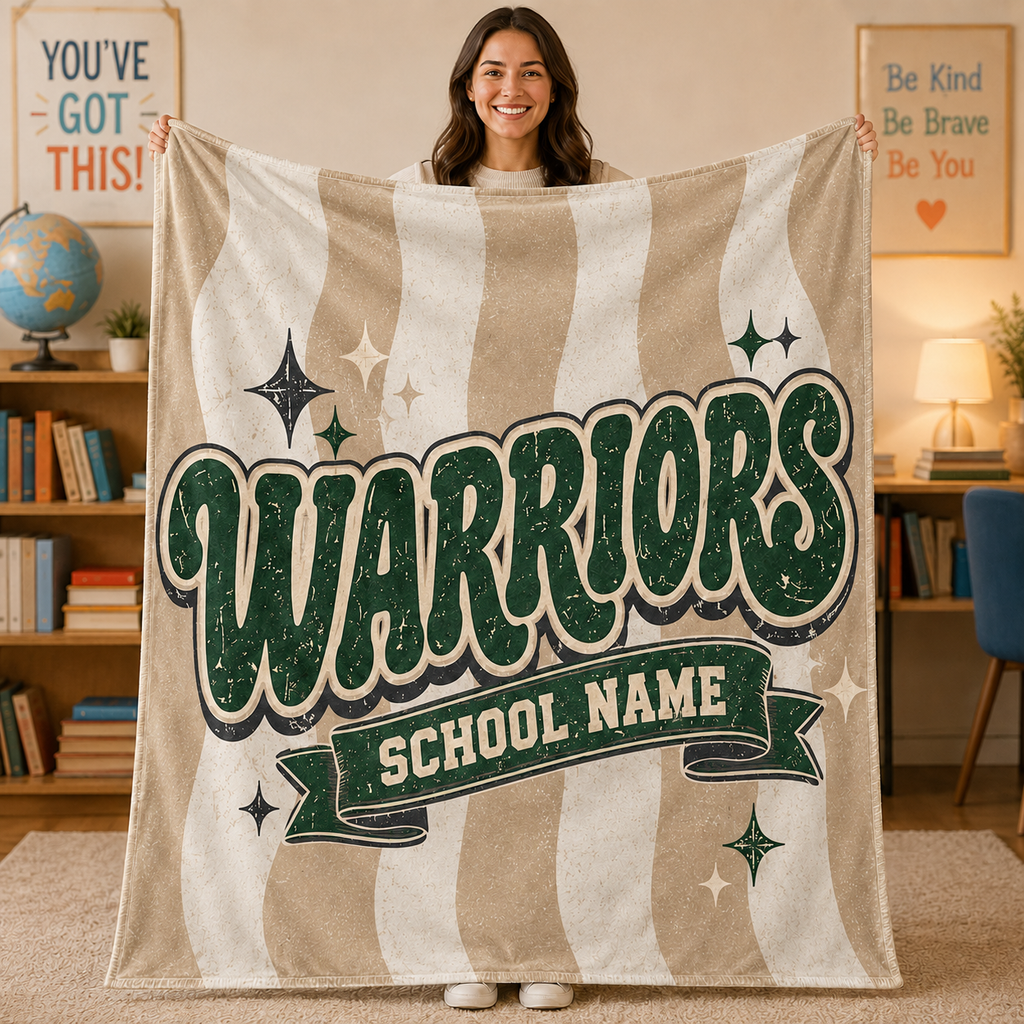 Personalized School Spirit Blanket, Custom Team Name Fleece Blanket