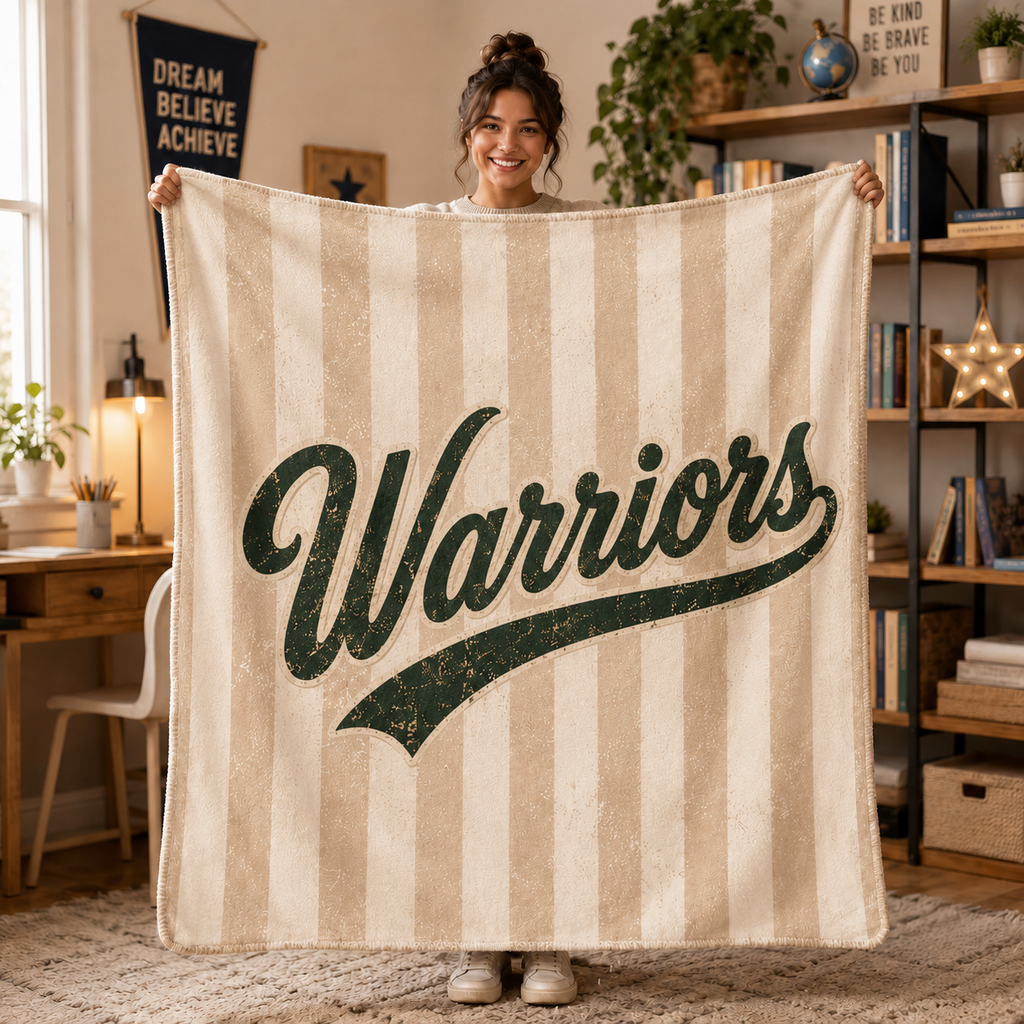 Custom School Mascot Blanket, Personalized School Spirit Fleece Throw