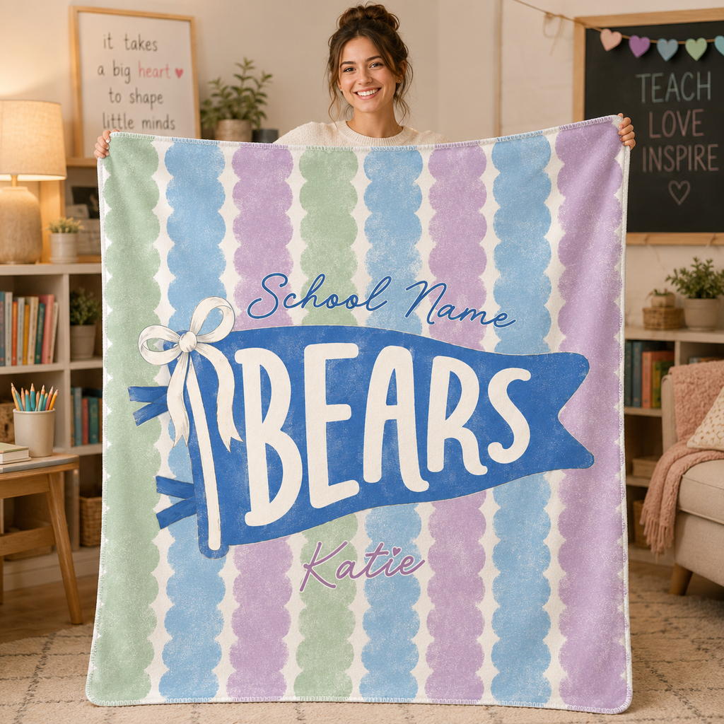 Personalized School Spirit Blanket, Custom Pennant Mascot Fleece Blanket – product image 3