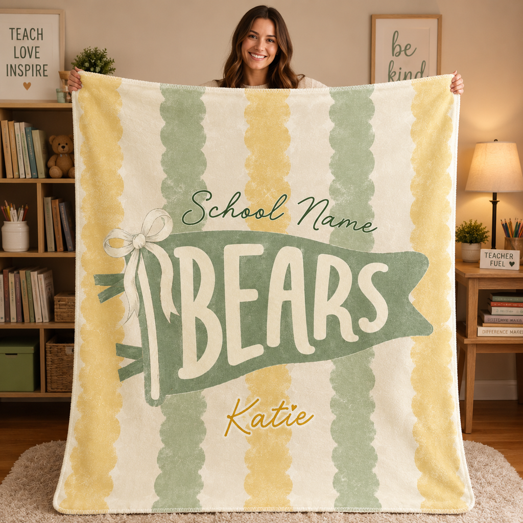 Personalized School Spirit Blanket, Custom Pennant Mascot Fleece Blanket – product image 4