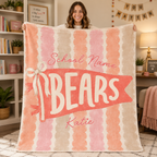 Personalized School Spirit Blanket, Custom Pennant Mascot Fleece Blanket