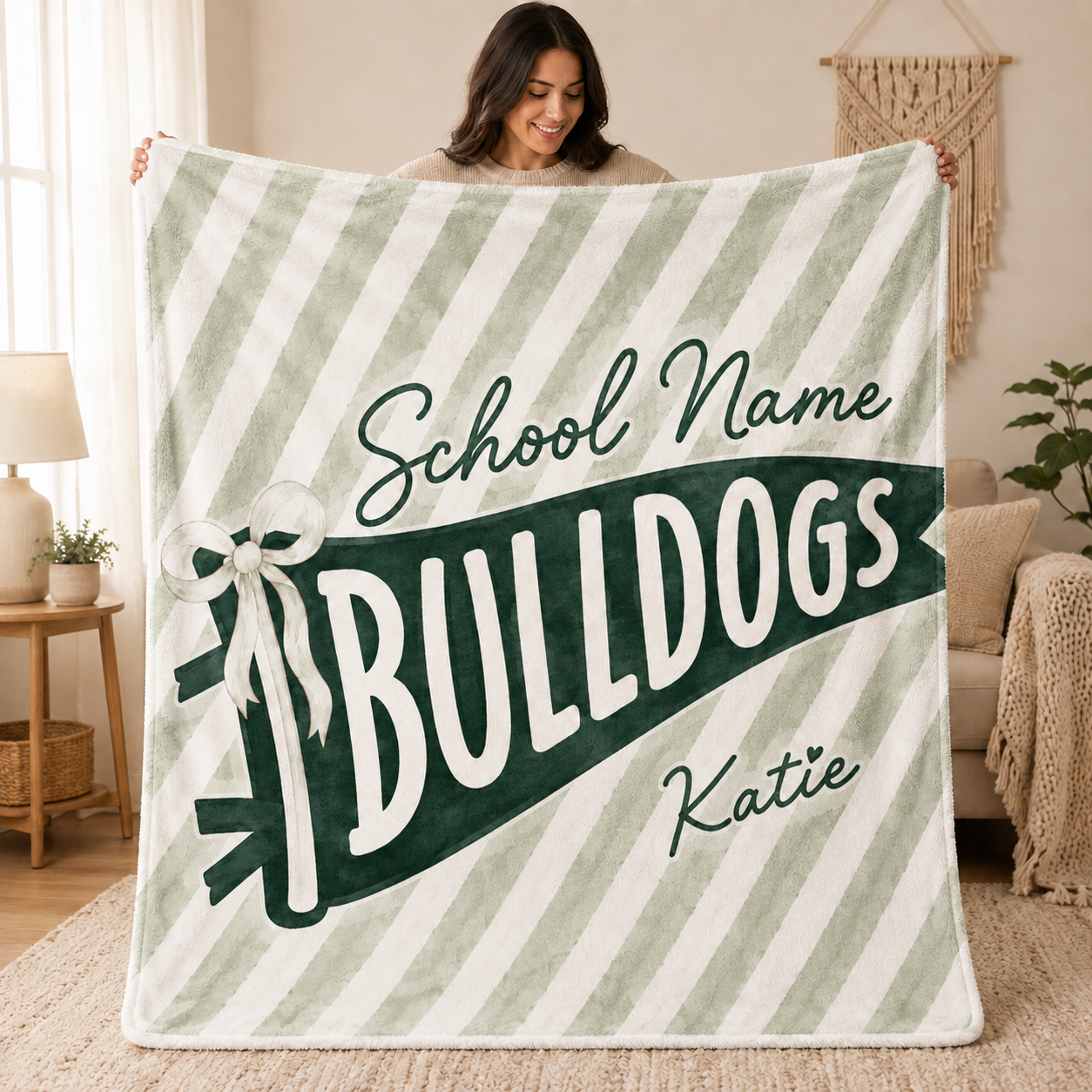 Custom School Mascot Blanket, Personalized Pennant School Spirit Fleece Throw – product image 3