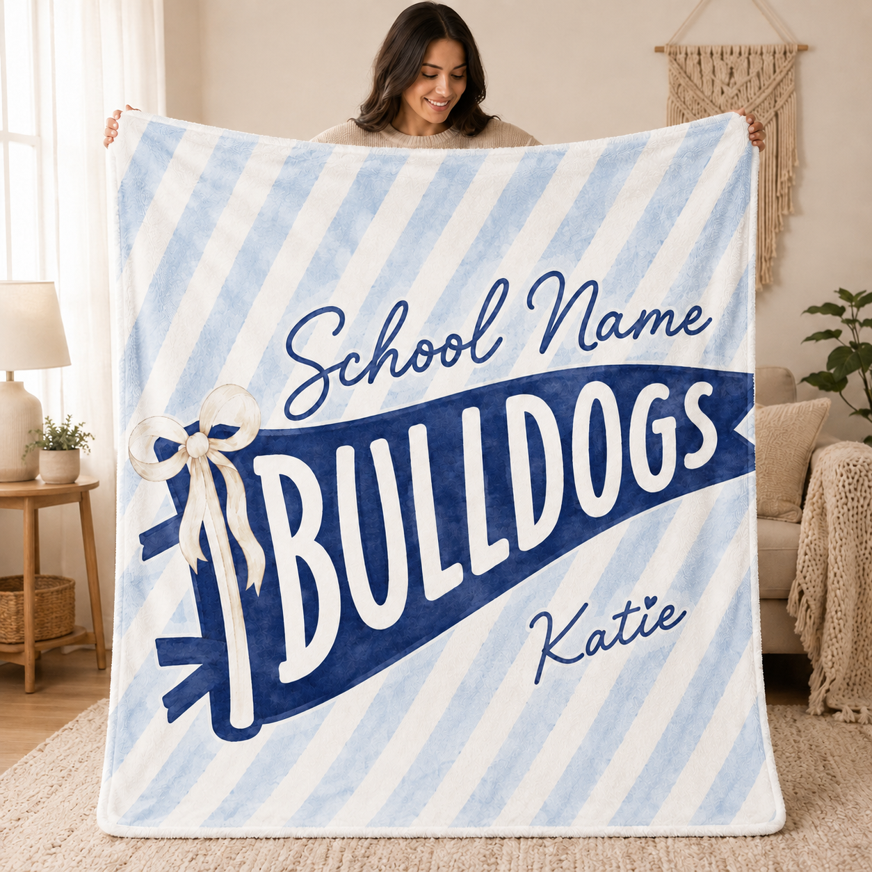 Custom School Mascot Blanket, Personalized Pennant School Spirit Fleece Throw – product image 4