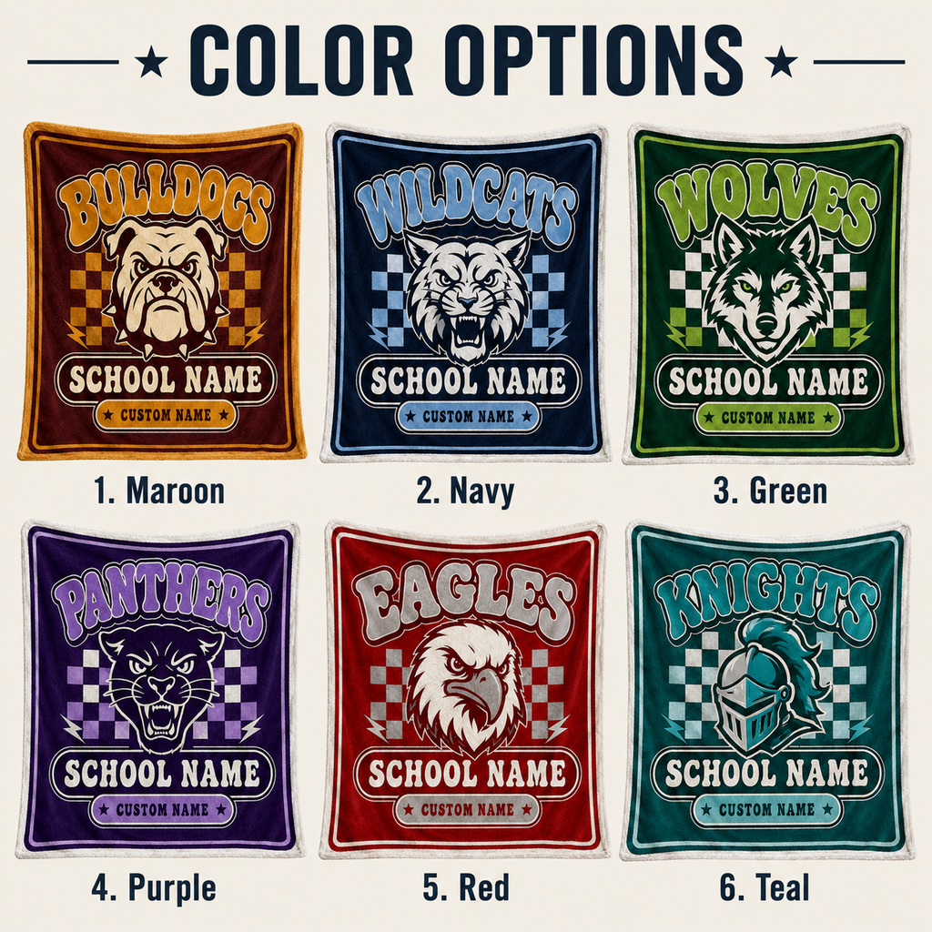 Personalized School Mascot Throw Blanket, Custom Campus Fan Spirit Gift
