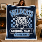 Personalized School Mascot Throw Blanket, Custom Campus Fan Spirit Gift
